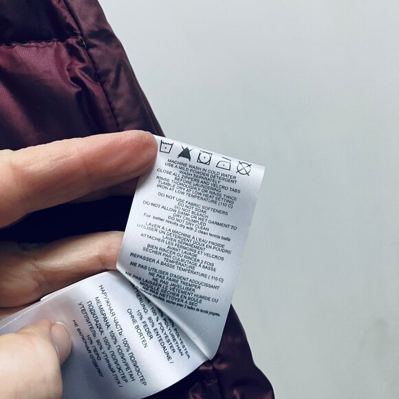 Lole Down Mid Length Quilted Coat Velvet Trim Puffer Burgundy NWOT - Picture 11 of 11